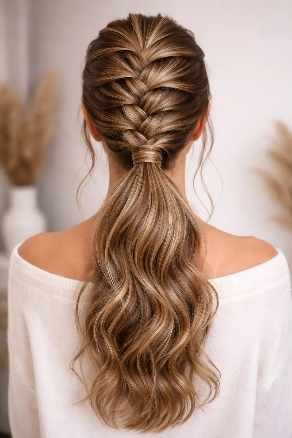 French braid into ponytail hairstyle Western braided ponytail modern look