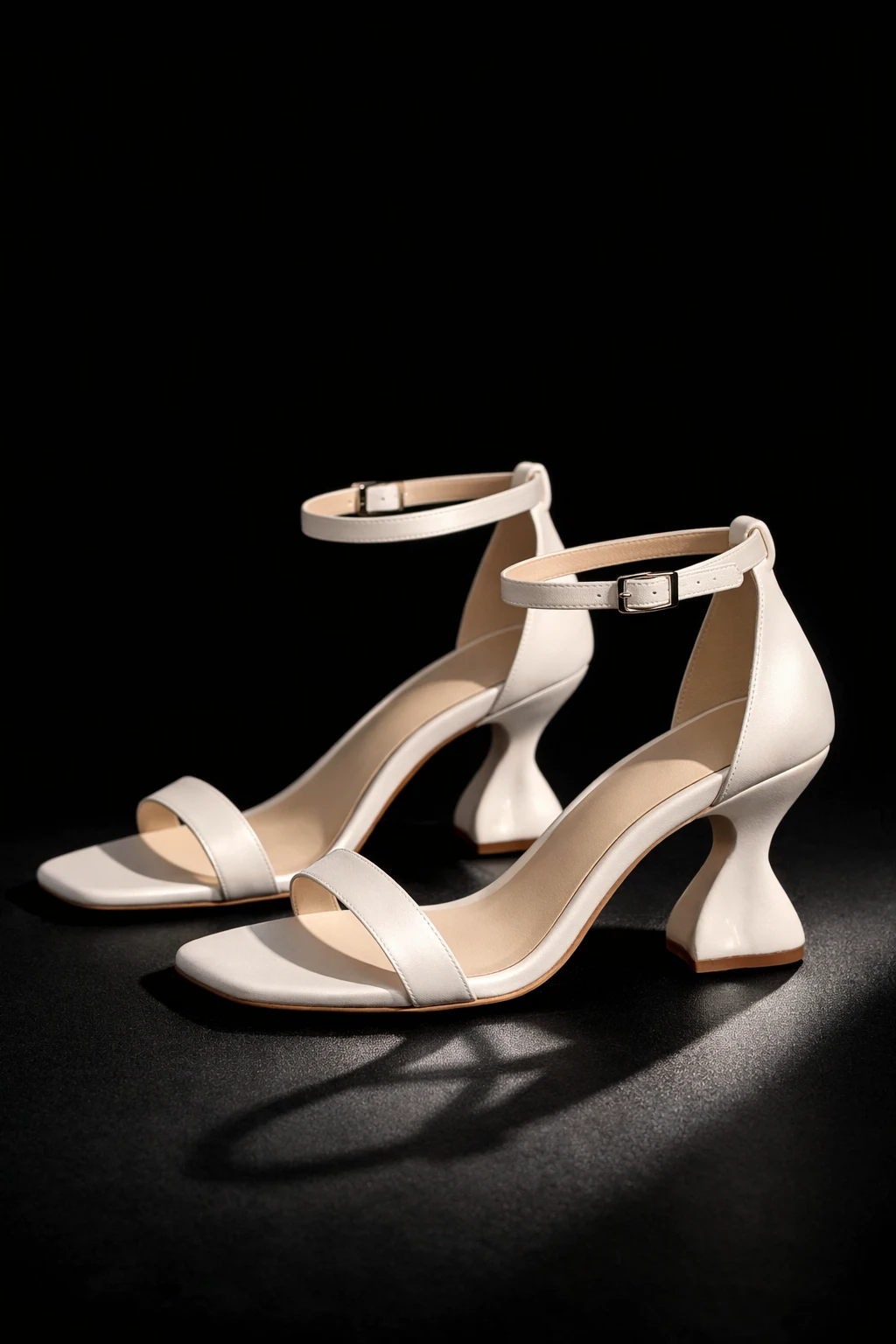 Sculpted heel bridal heels with ankle strap and modern silhouette for weddings