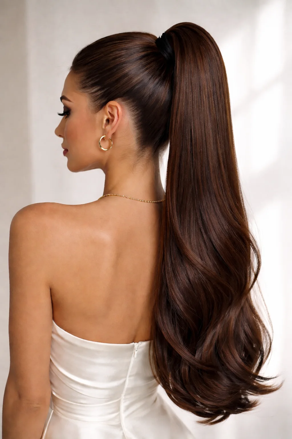 Sleek high ponytail hairstyle Western hair style smooth crown modern polished look