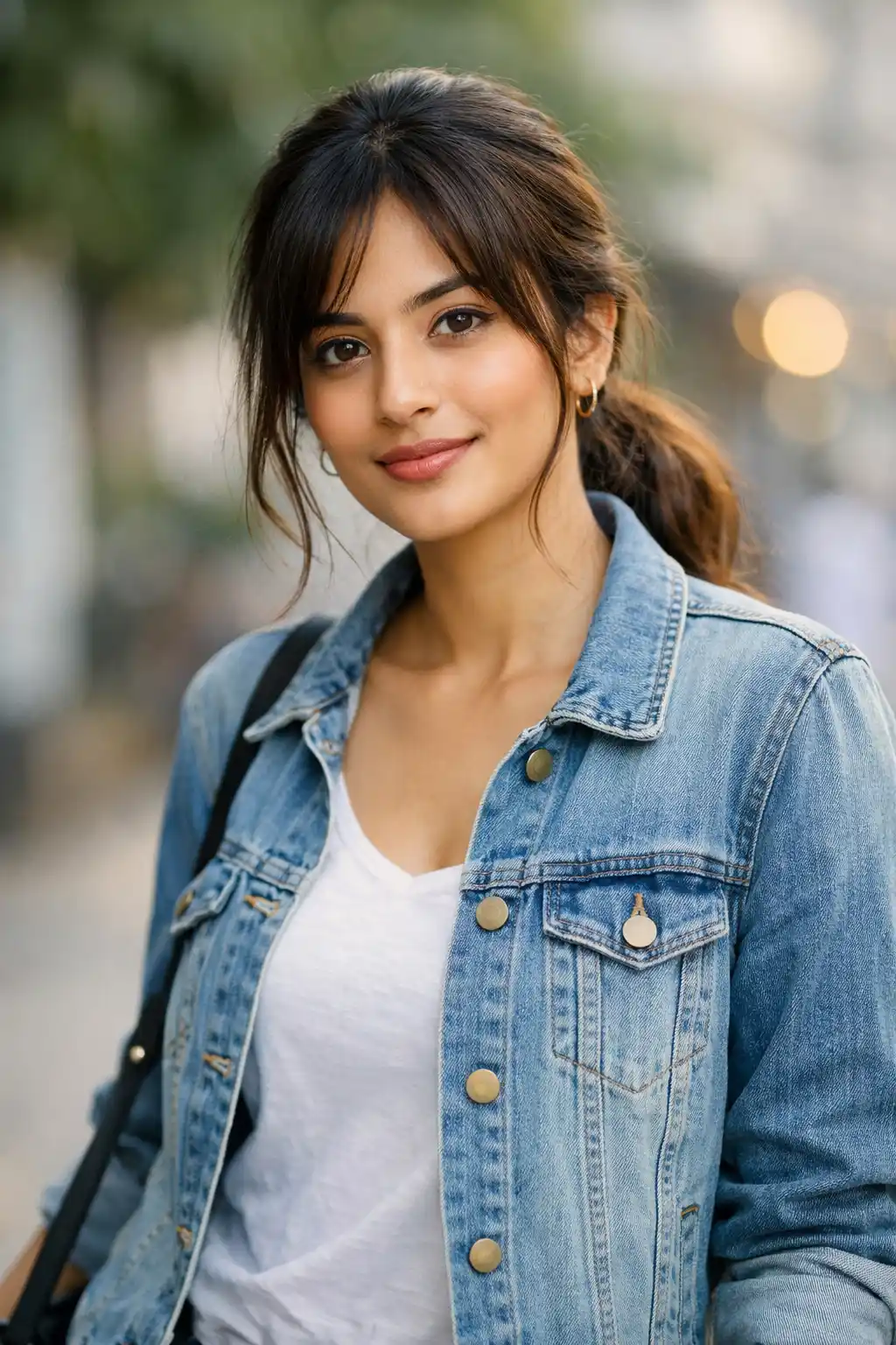 Relaxed low ponytail hairstyle Western casual hair style soft face framing layers