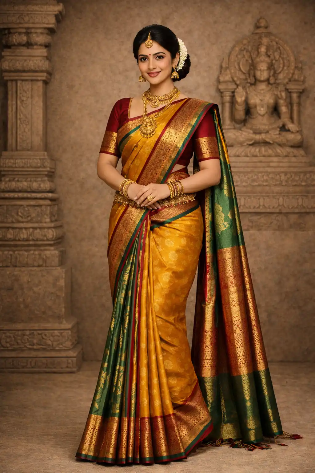 south indian silk saree inspiration traditional wedding saree gold zari styling