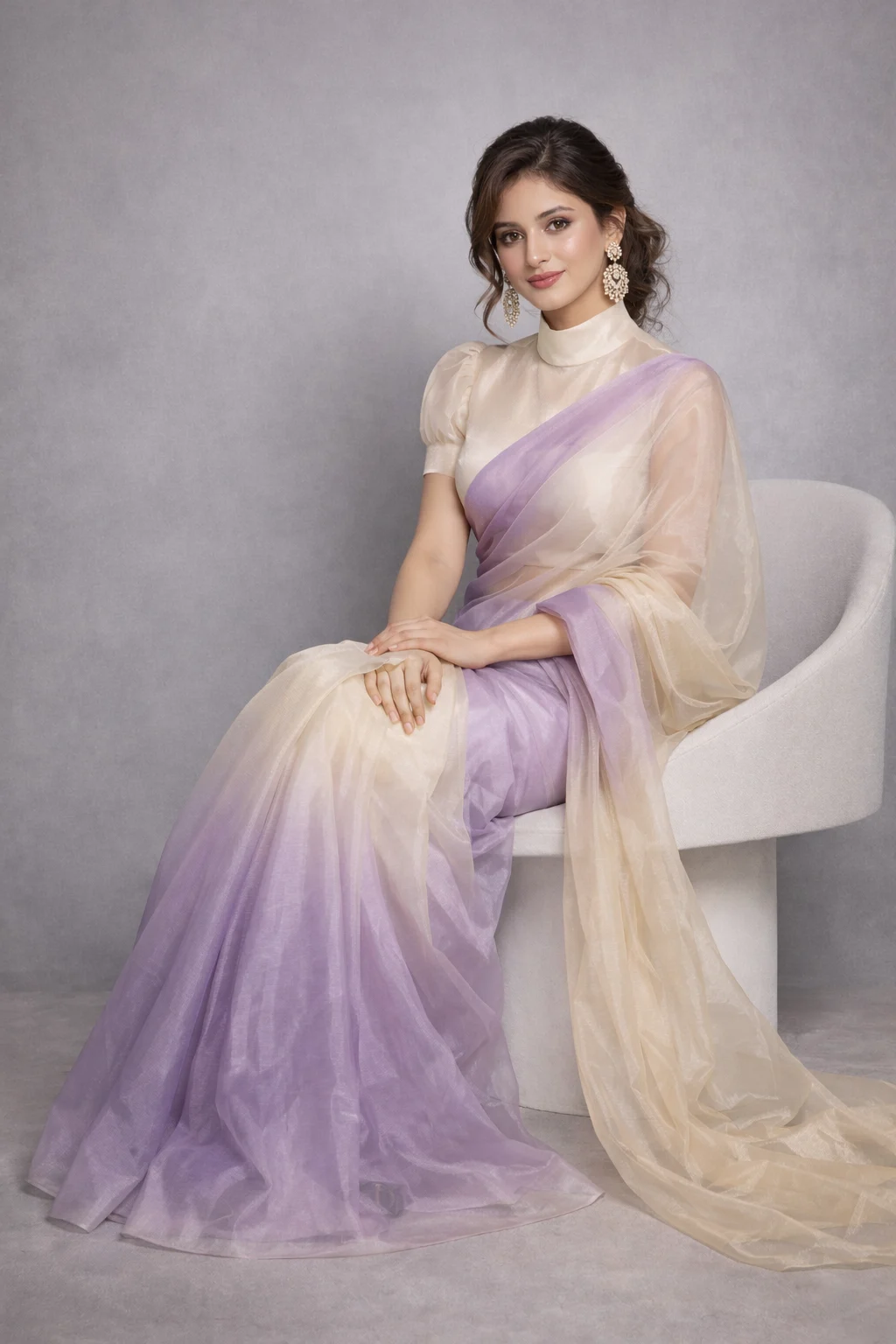 organza saree look ideas pastel indian saree modern elegant styling inspiration