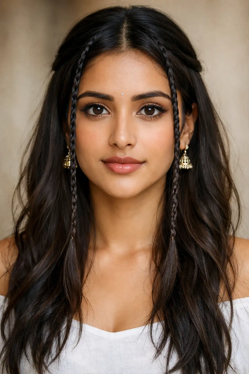 Mini front braids hairstyle Western open hair style modern youthful look