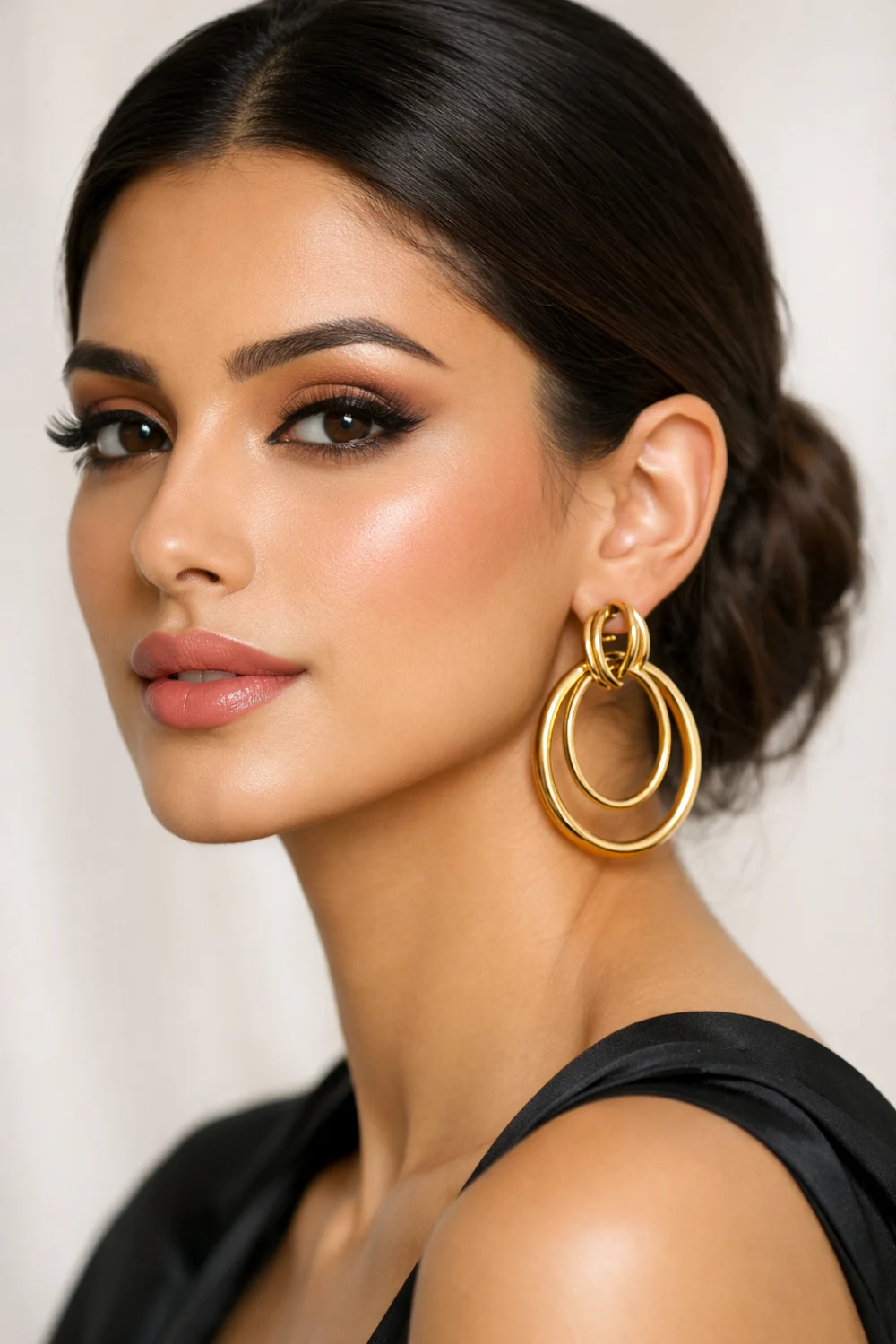 layered double hoop gold earrings bold minimal party jewelry