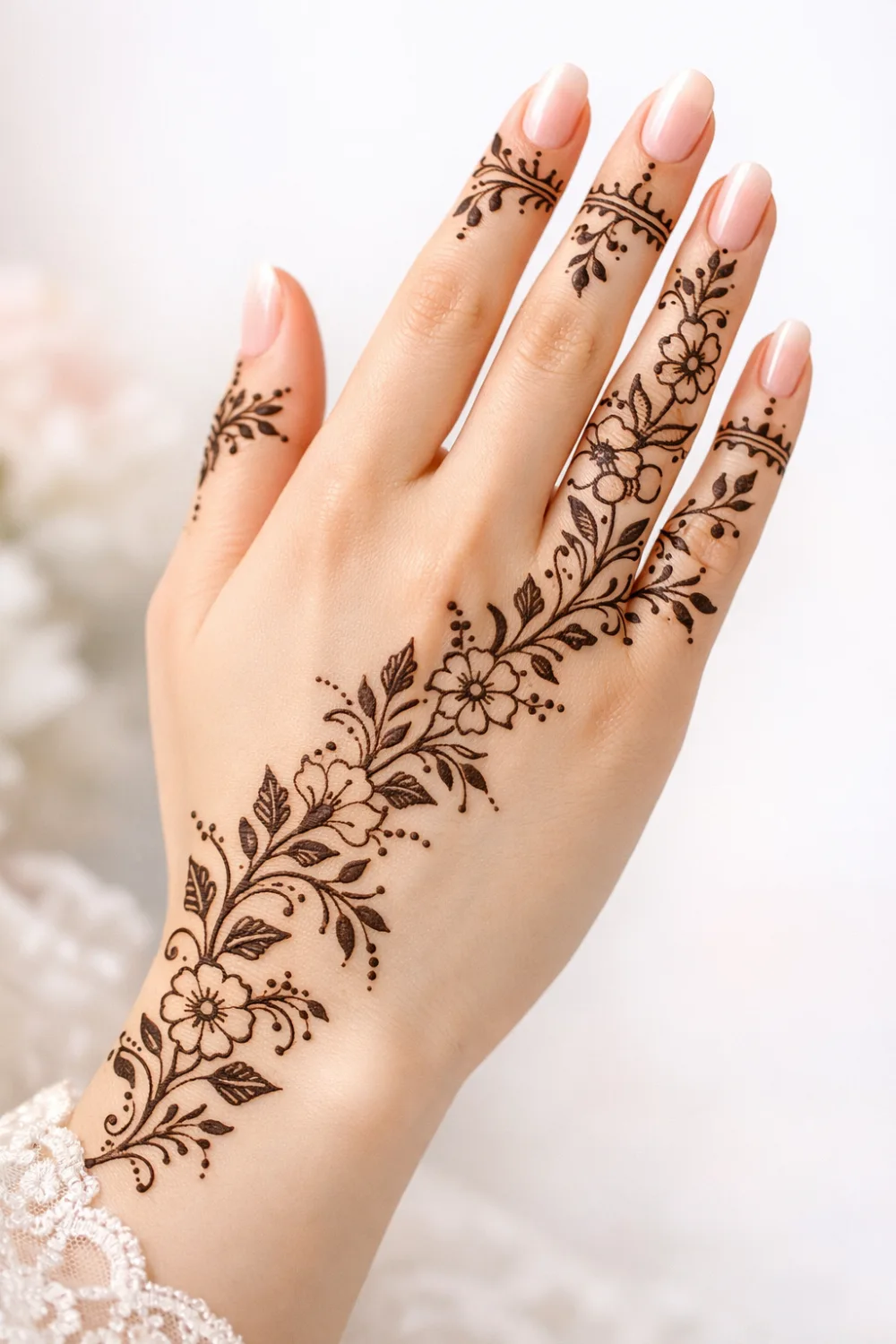 delicate floral trail eid mehndi design modern pakistani hand