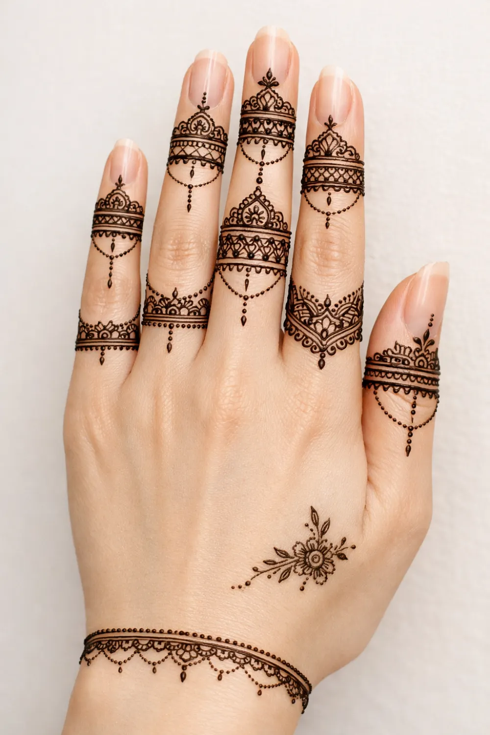 ornamental finger band eid mehndi design trendy modern style