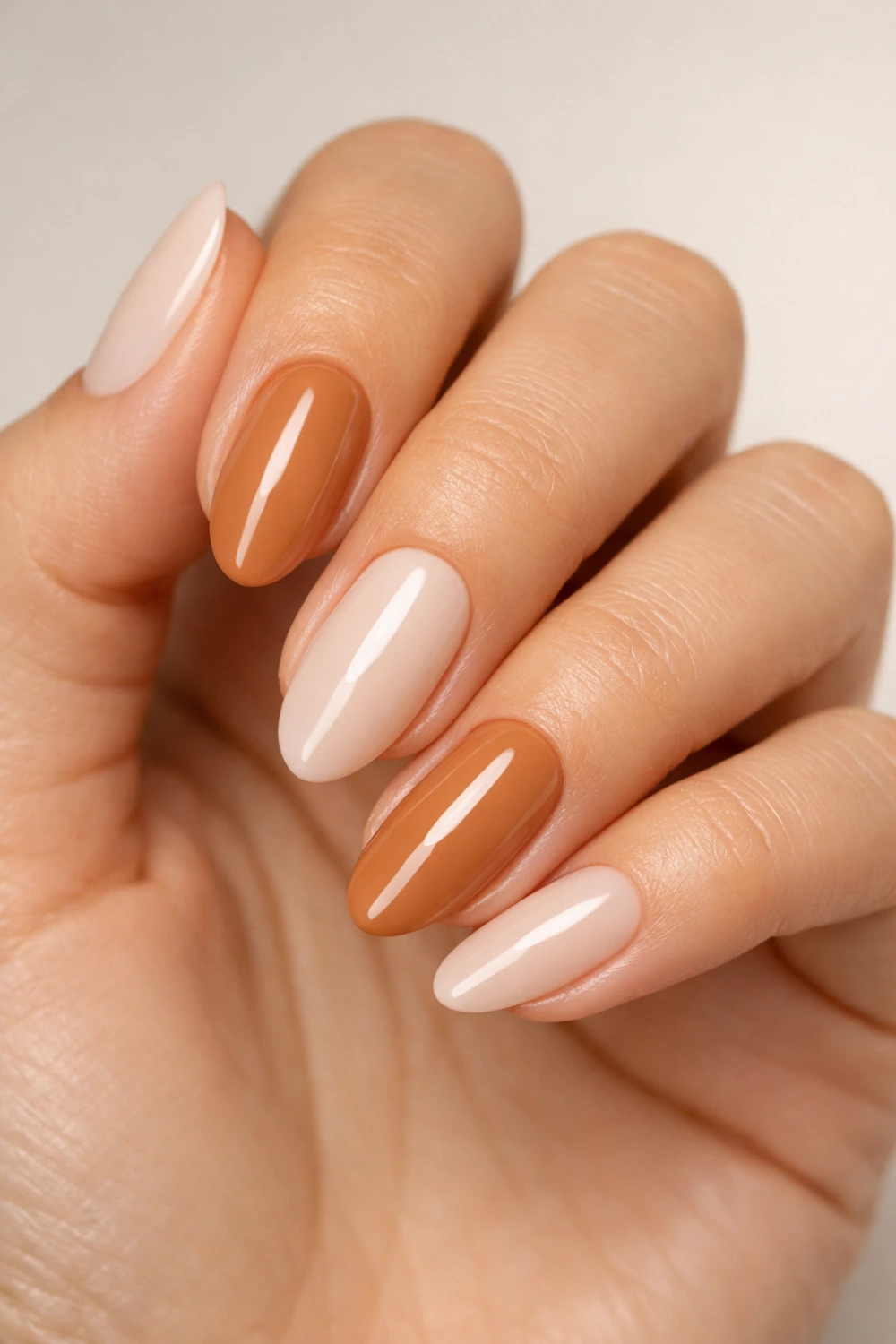 two tone nude almond nails modern neutral manicure stylish formal nail trend