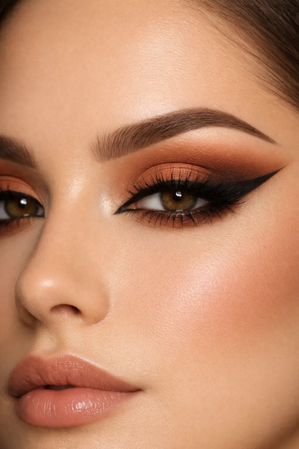 burnt orange winged eyeshadow for hooded eyes bold fall makeup