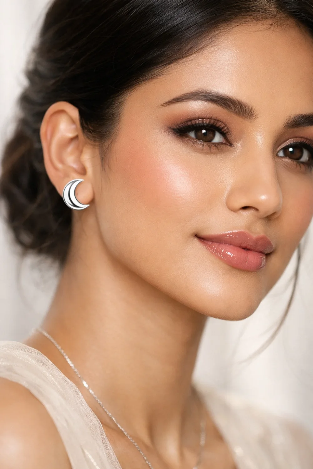 minimal crescent moon stud earrings trendy party jewelry