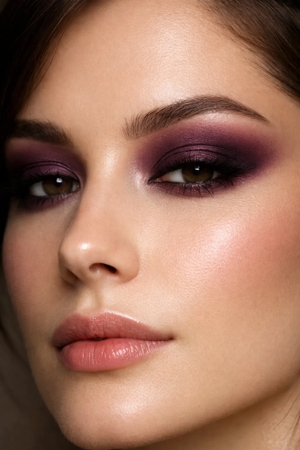 deep plum smokey eyeshadow for hooded eyes dramatic glam look