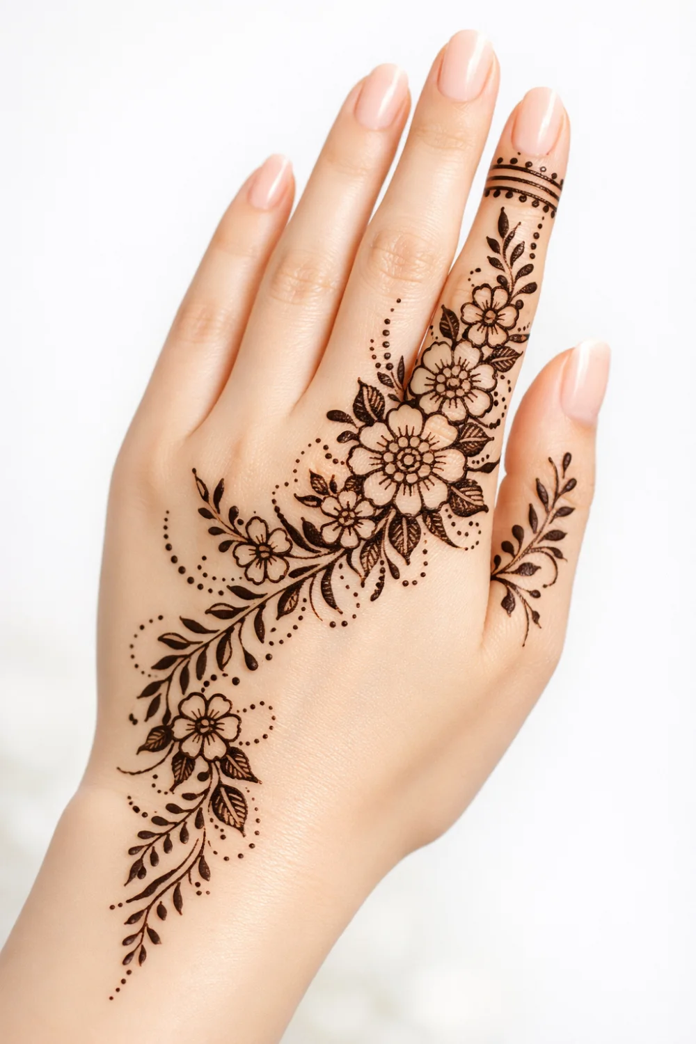 soft floral side trail eid mehndi design modern pakistani