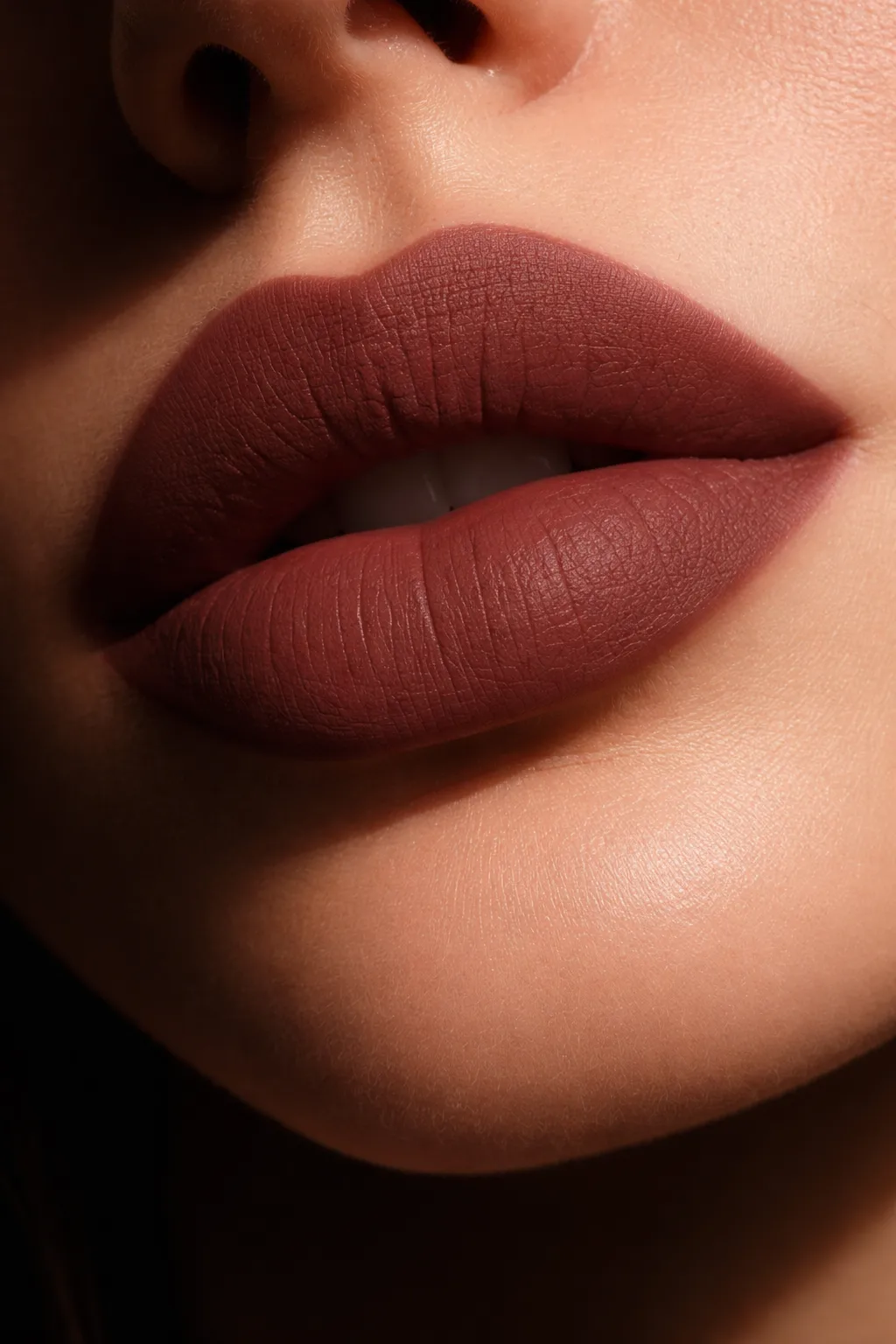 deep plum brown matte nude lipstick bold dramatic velvety lips