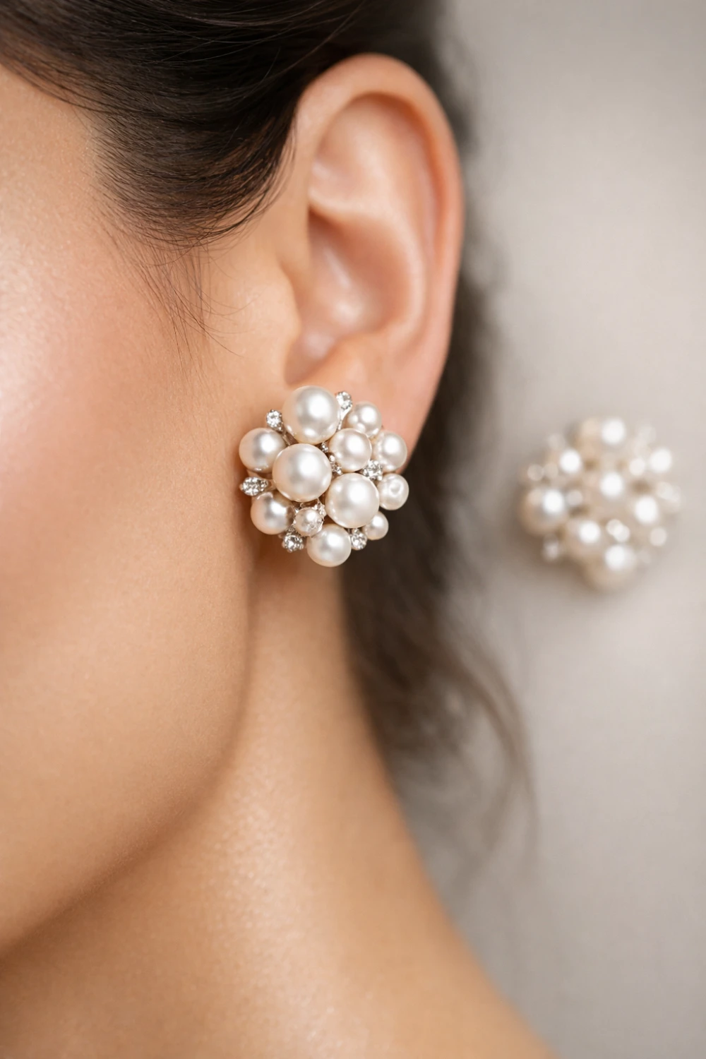 pearl cluster statement stud earrings elegant party jewelry