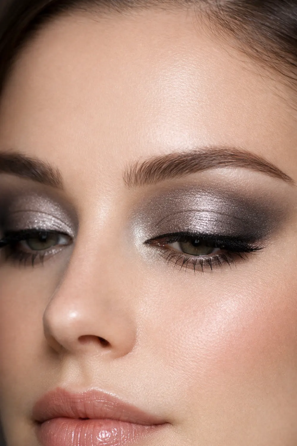 silver smokey glam eyeshadow for hooded eyes cool tone makeup