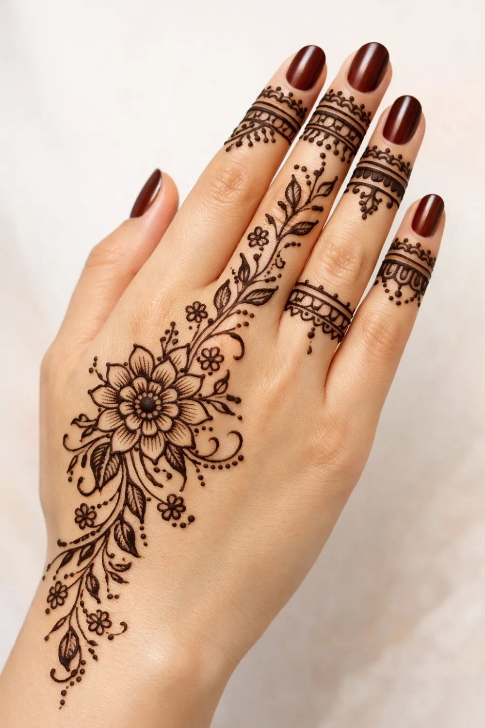 minimal floral vine finger eid mehndi design modern pakistani hand