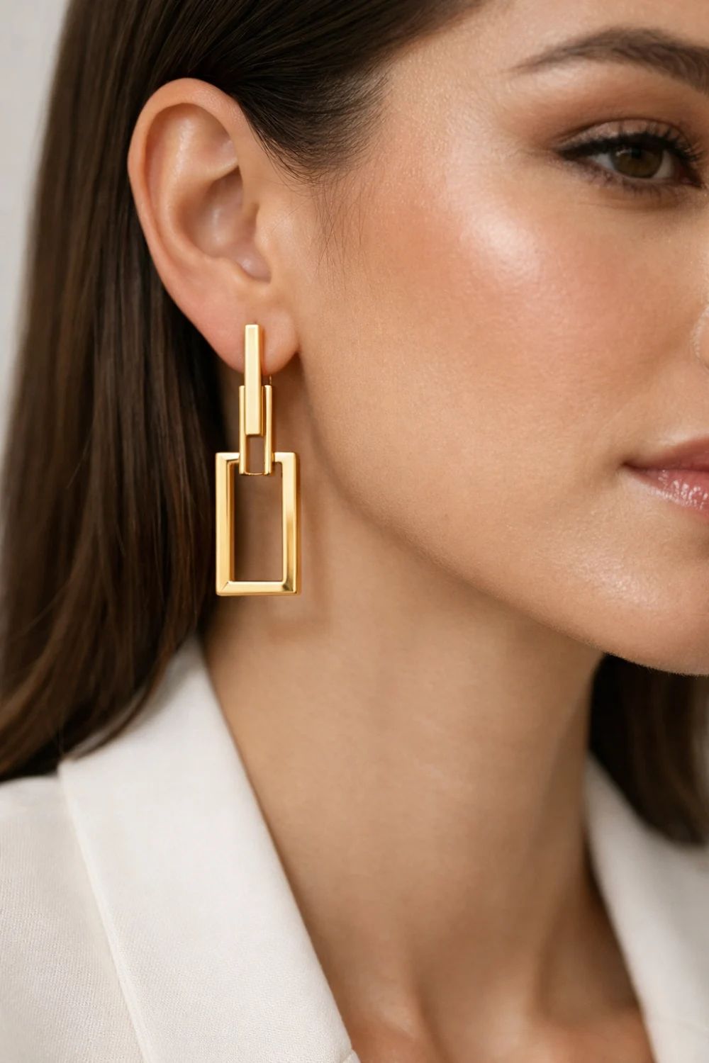 modern geometric gold drop earrings minimal statement party jewelry
