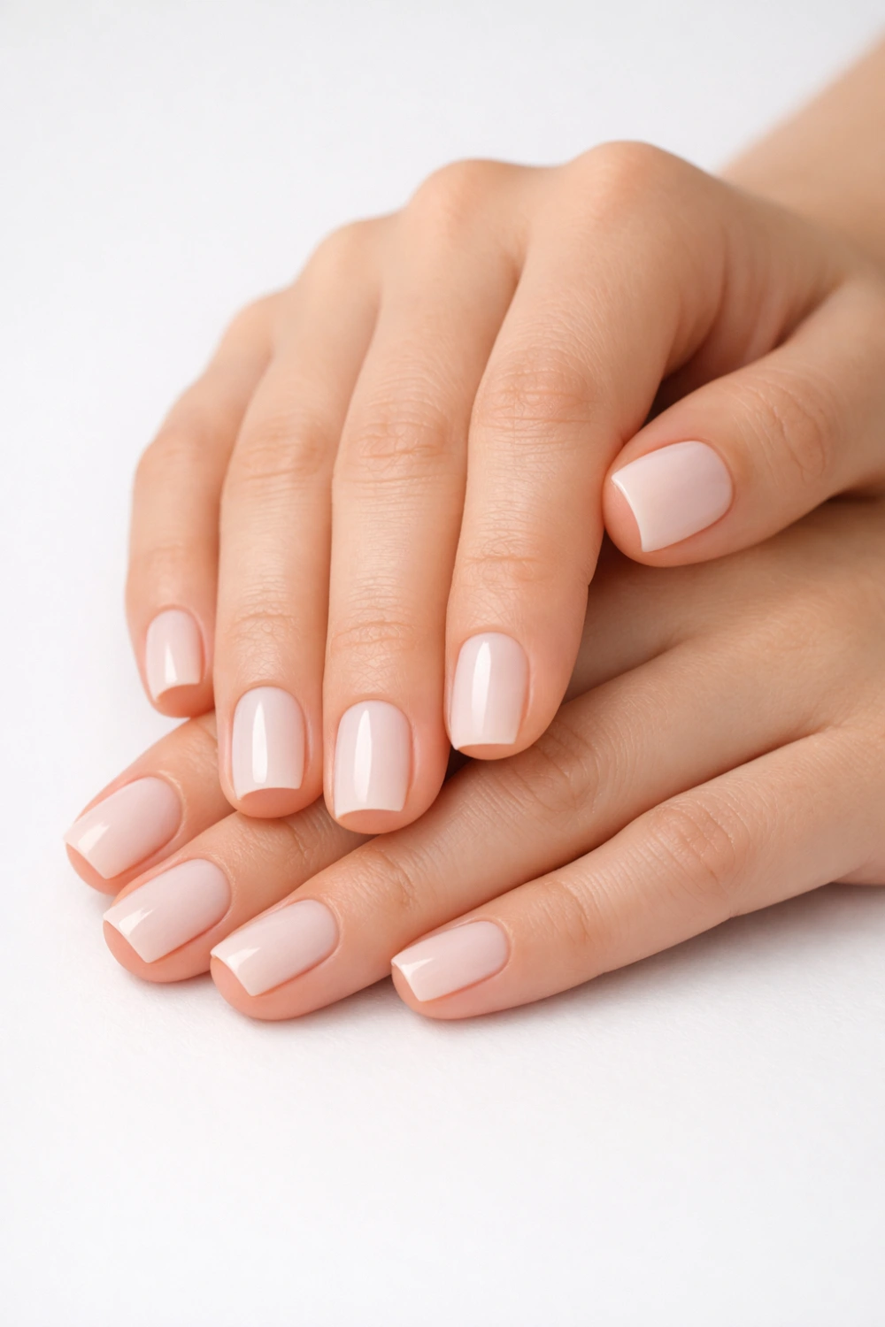 short milky nude square nails clean minimal manicure soft glossy neutral nail look