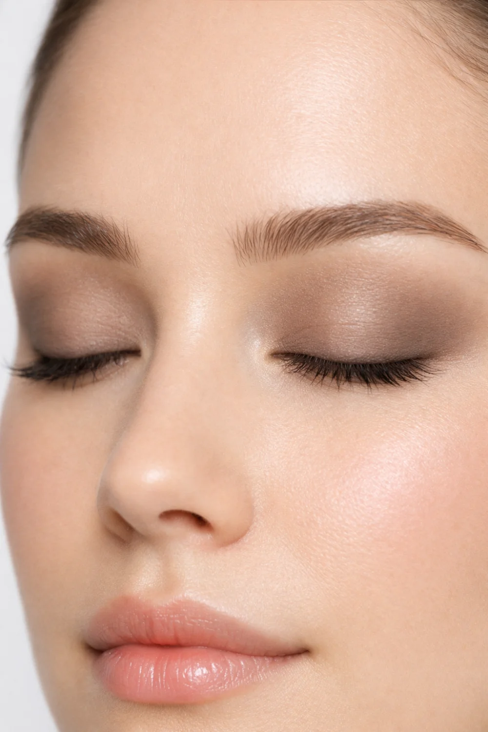 minimal taupe matte eyeshadow for hooded eyes clean girl eye makeup