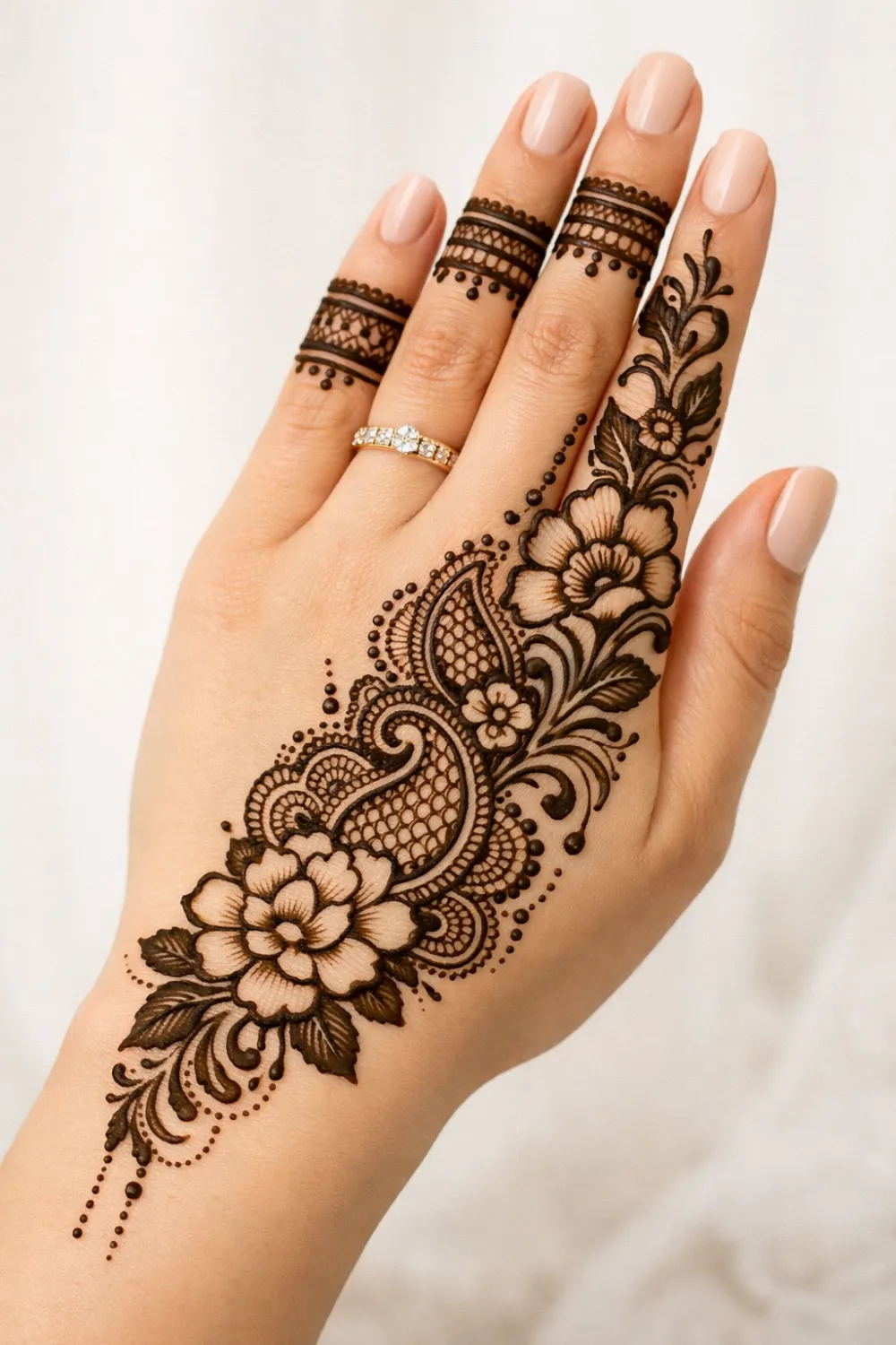 bold paisley floral side eid mehndi design modern pakistani