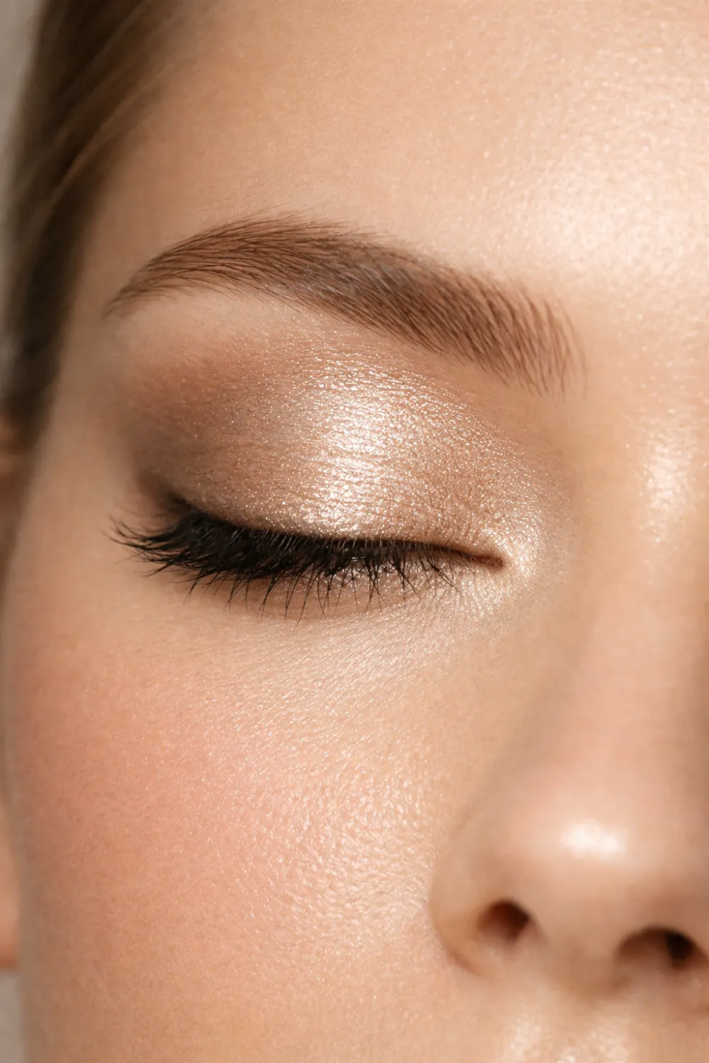 soft champagne glow eyeshadow for hooded eyes natural luminous makeup