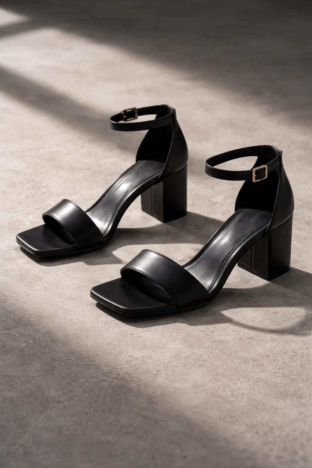 Black block heel girls sandal with ankle strap for formal and evening wear