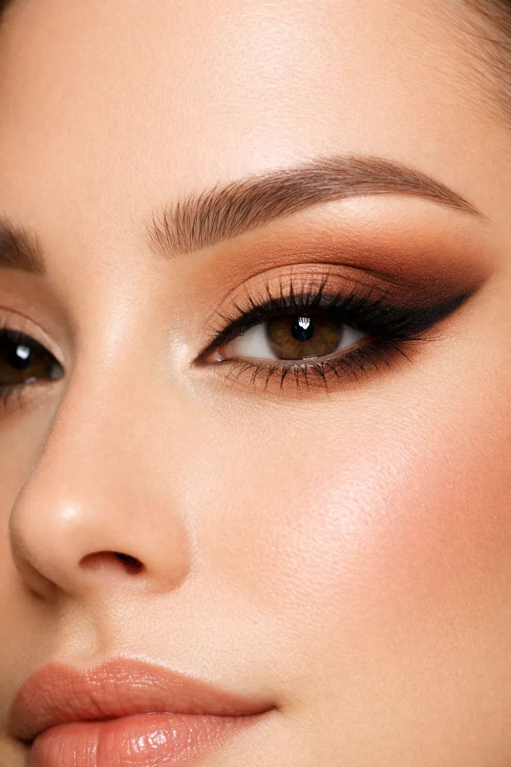 warm copper soft glam eyeshadow for hooded eyes lifted eye makeup