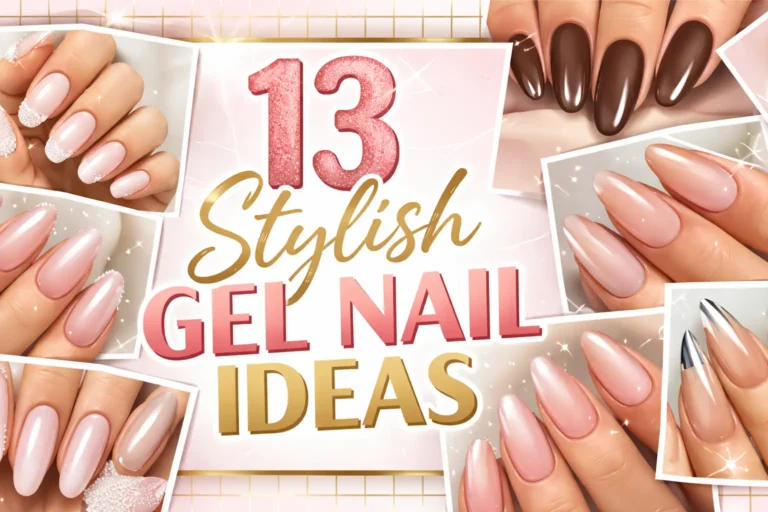 13 stylish gel nail ideas pinterest pin, nail designs for eid, modern glossy gel nails collage for eid manicure inspiration, trendy pakistani nail designs grid