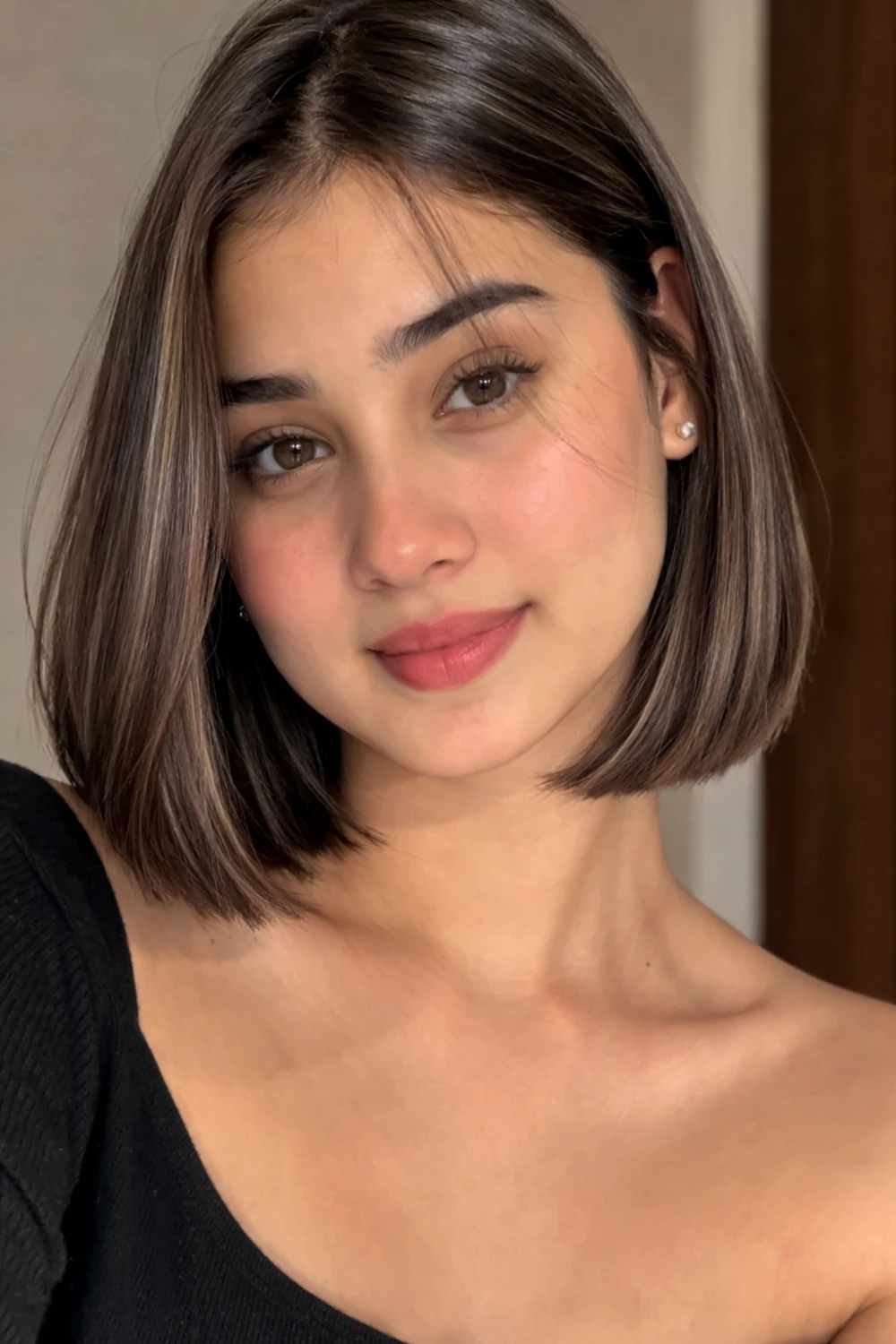 sleek short bob hairstyle for women with straight smooth hair modern trendy short haircut look