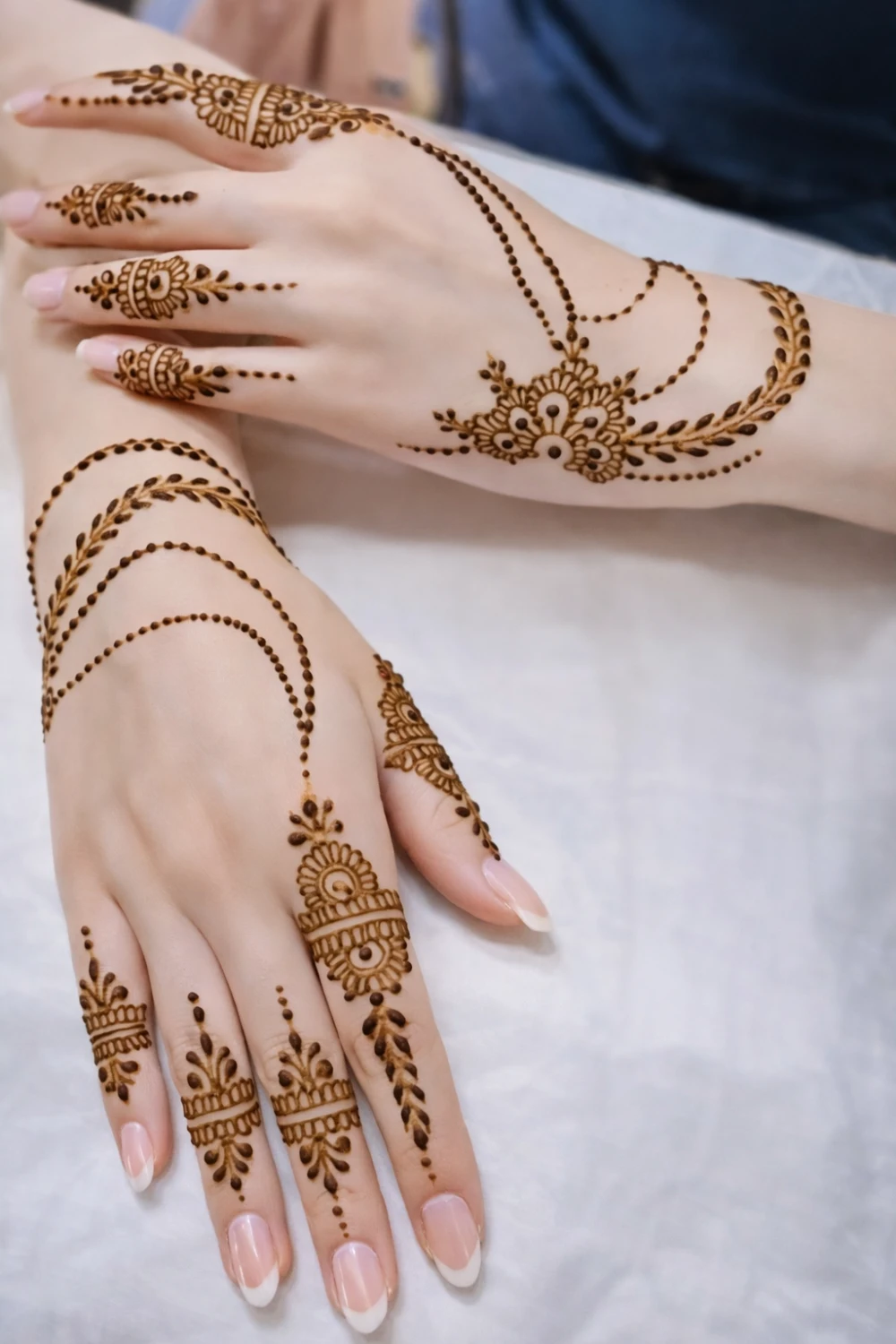 layered chain minimal mehndi design jewelry style elegant hand henna