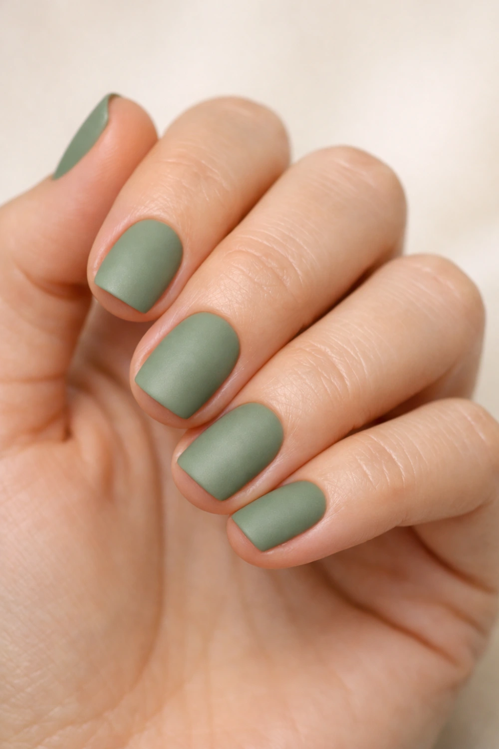 matte sage green short nails minimalist spring nail design