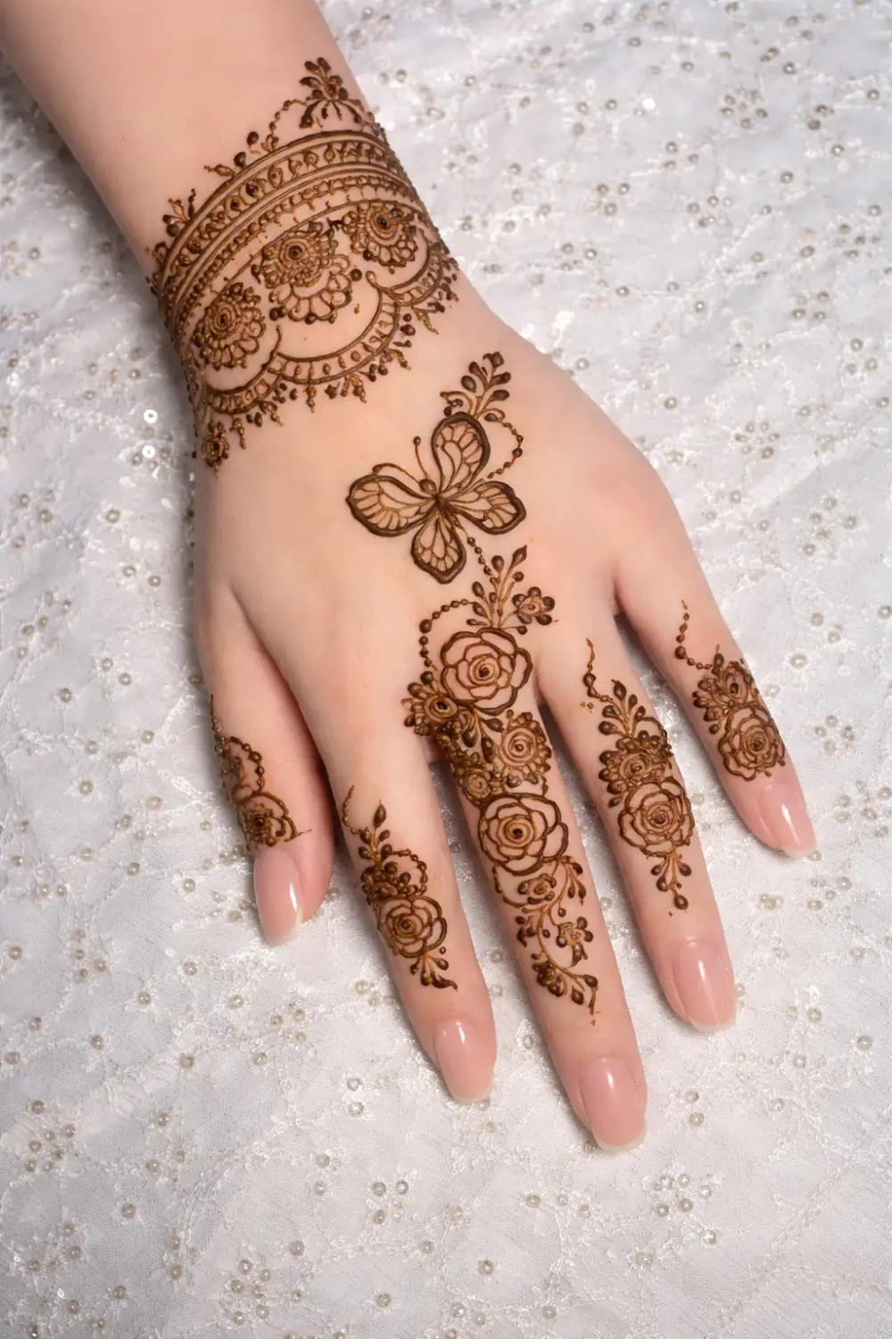 butterfly floral mehndi design wrist style elegant henna look