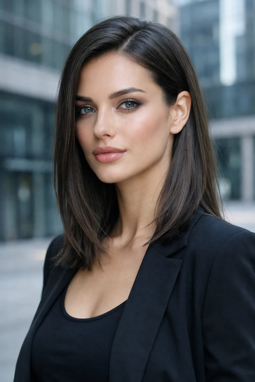 cool toned brunette hair color sleek straight hairstyle modern sophisticated brunette hair inspiration