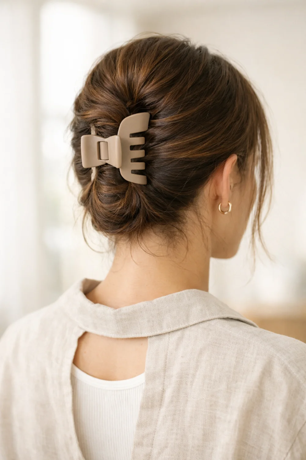 casual claw clip twist elegant updo everyday hairstyle