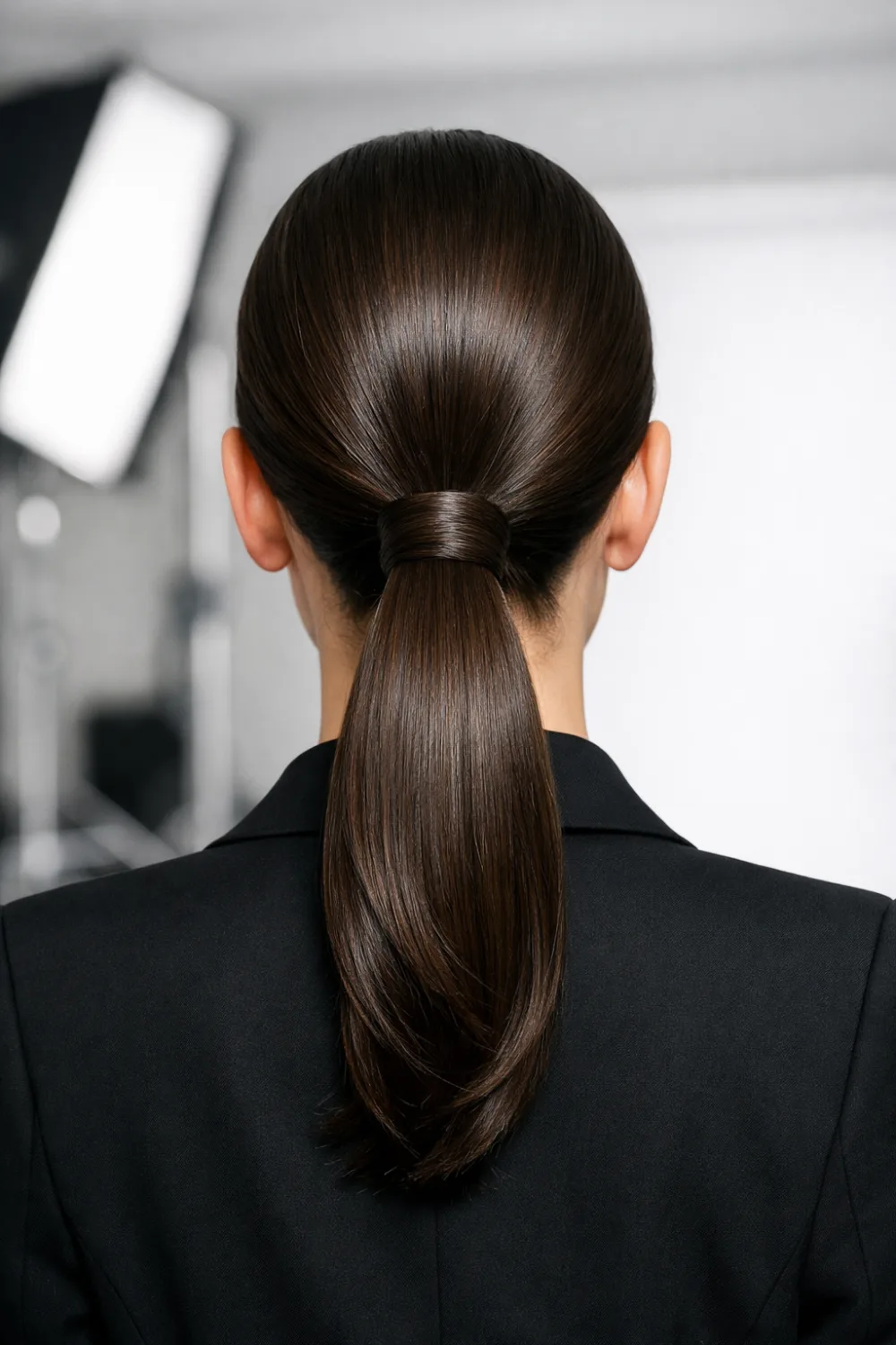 sleek wrapped low ponytail elegant updo modern hairstyle