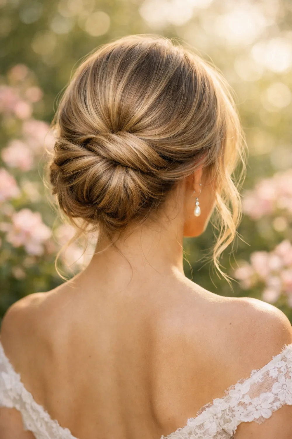 elegant twisted bridal low bun updo hairstyle wedding hair