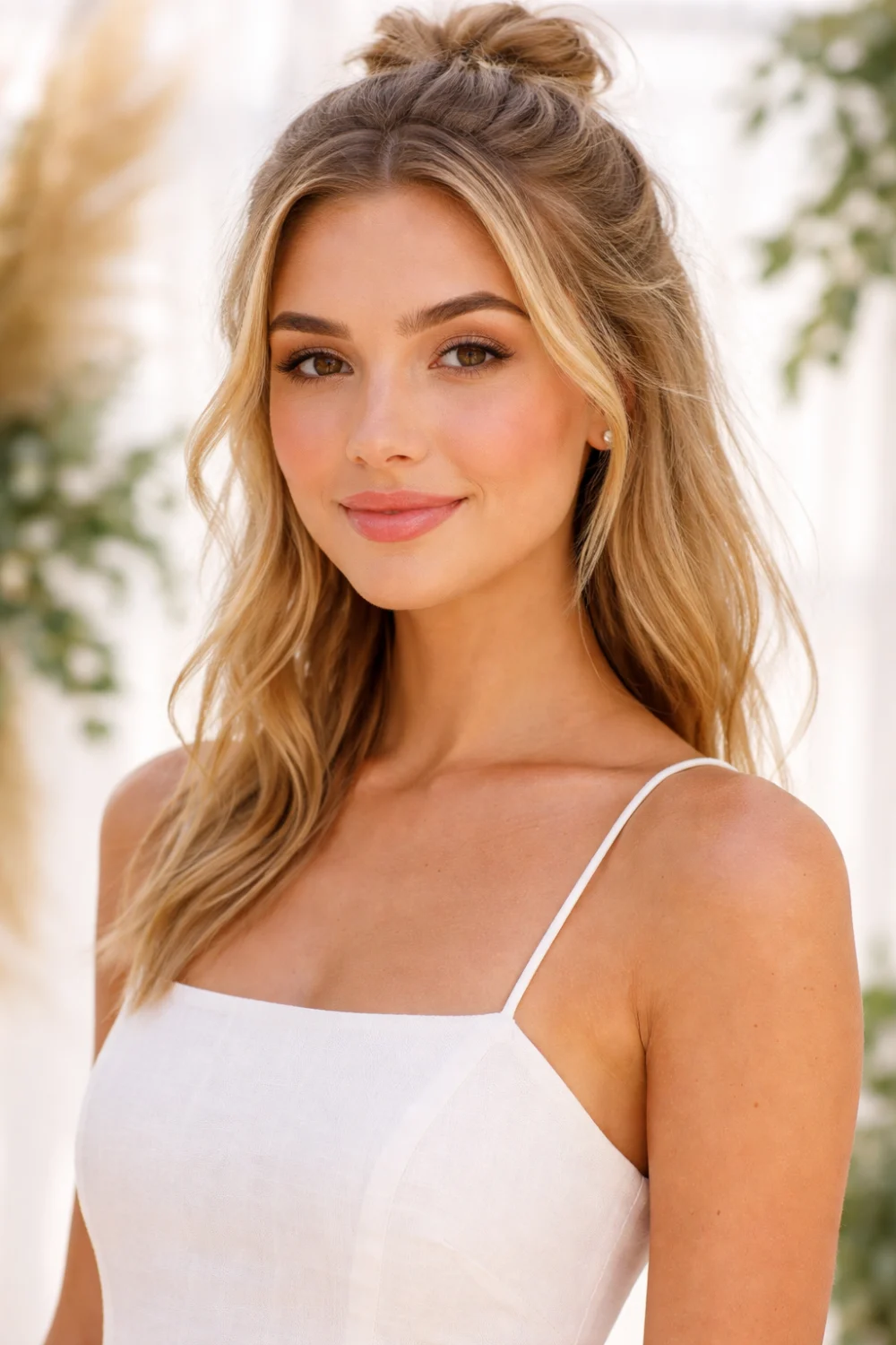 natural soft glam bridesmaid makeup minimal glowing skin look