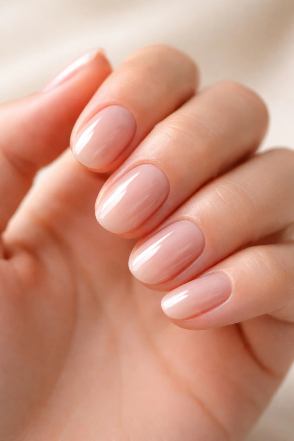 milky nude glossy short nails clean girl aesthetic manicure