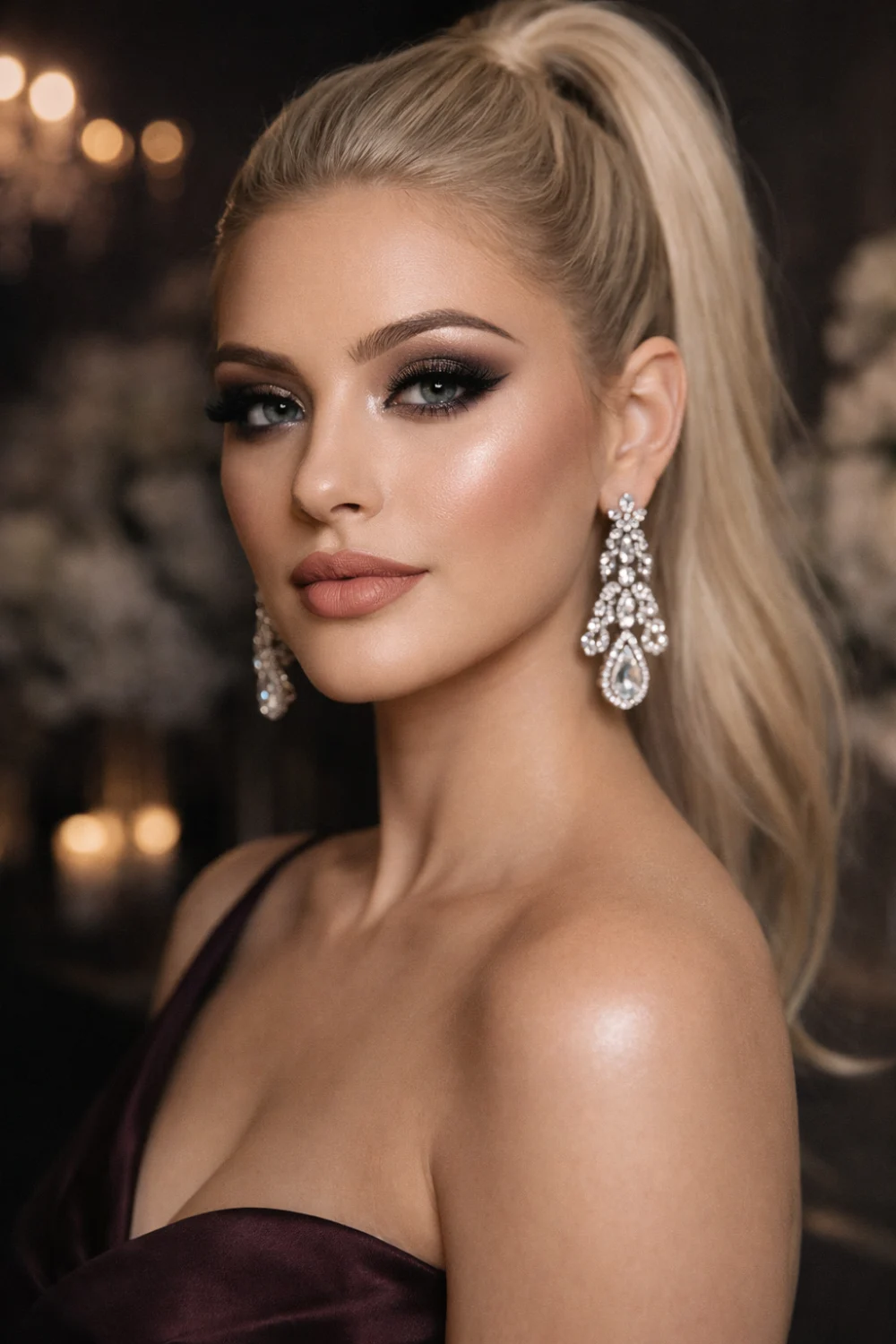 smokey eye bridesmaid makeup dramatic glam evening look