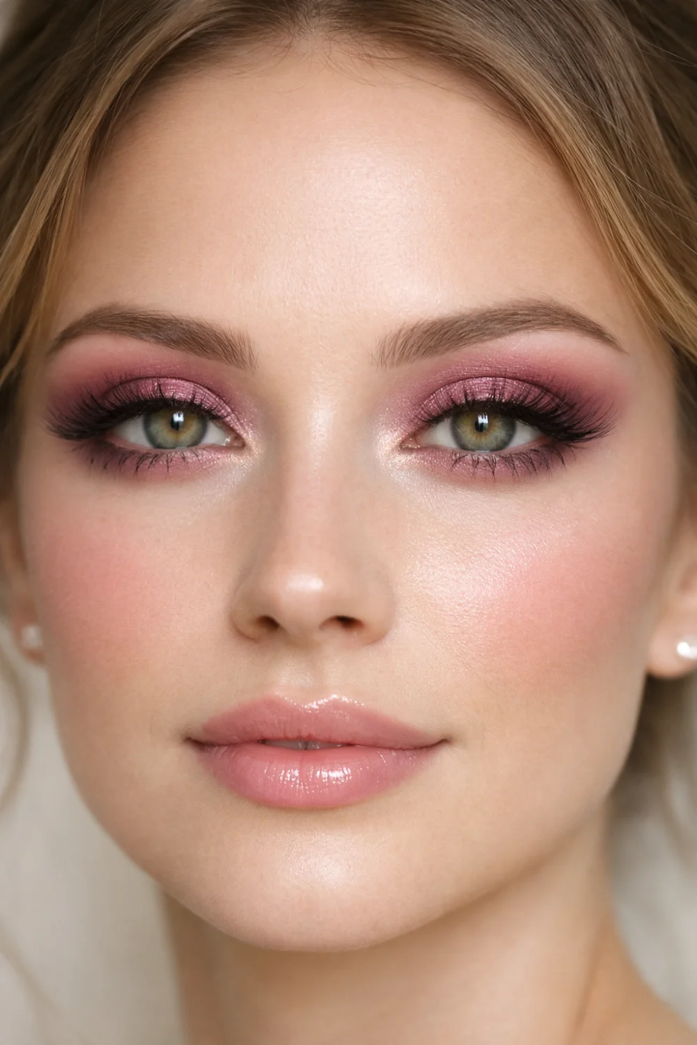 mauve rose eyeshadow look for green eyes with soft blended pink tones natural everyday glam eye makeup
