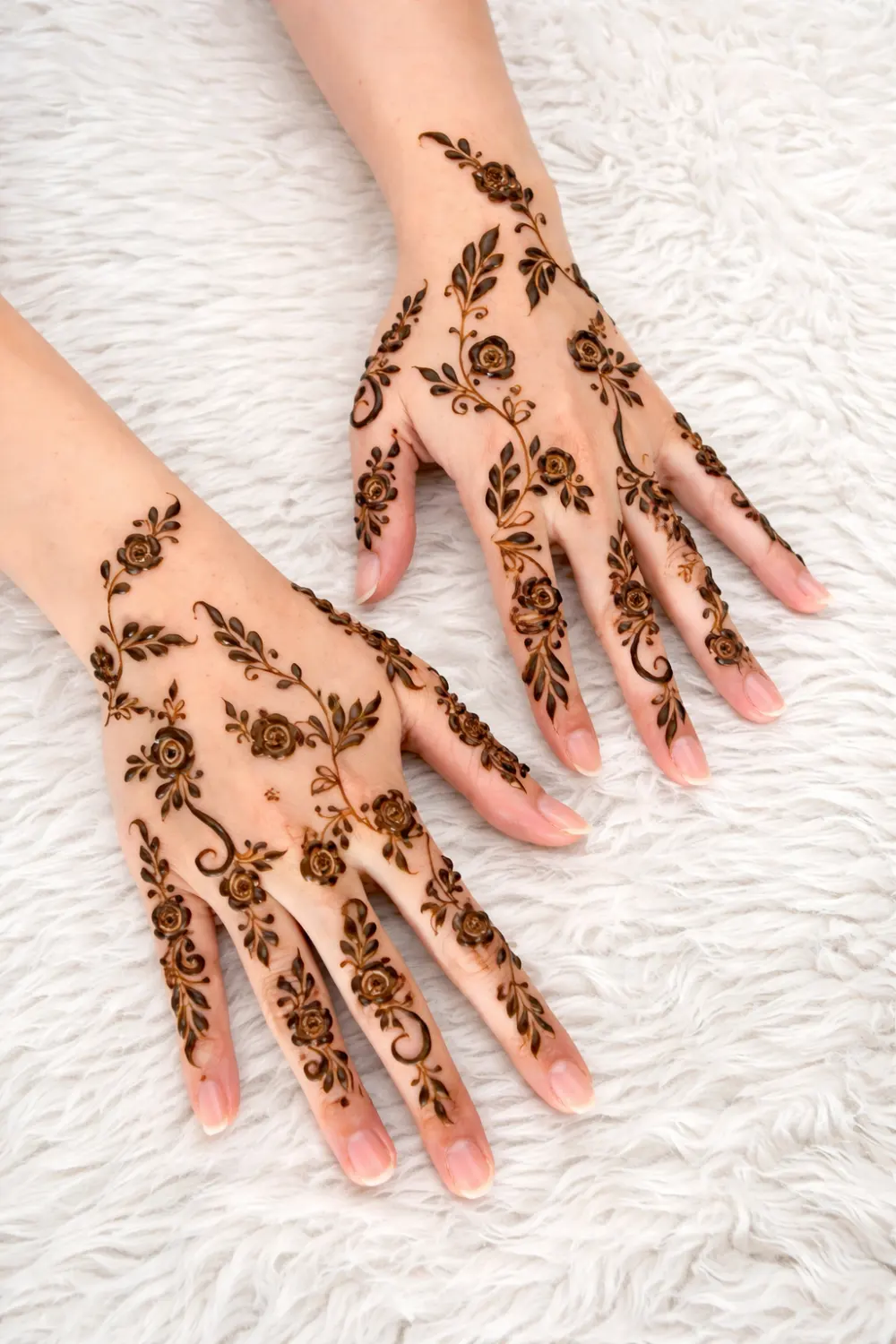 scattered floral mehndi design minimal vine style modern henna