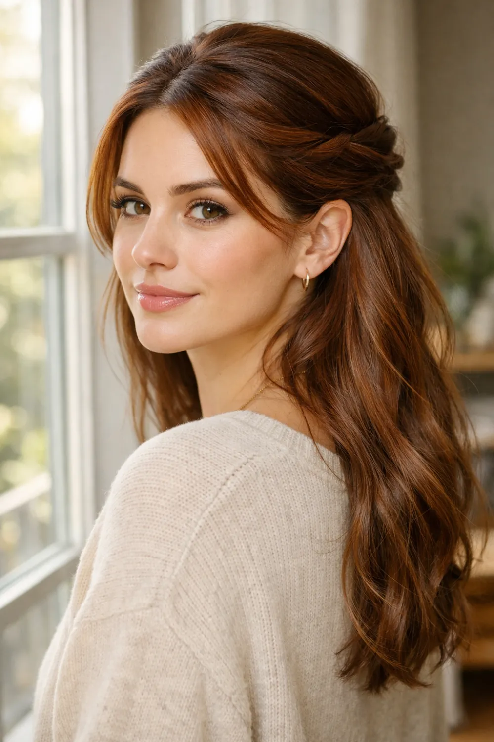 cinnamon brown hair color for brunettes warm copper toned waves trendy reddish brunette hairstyle inspiration