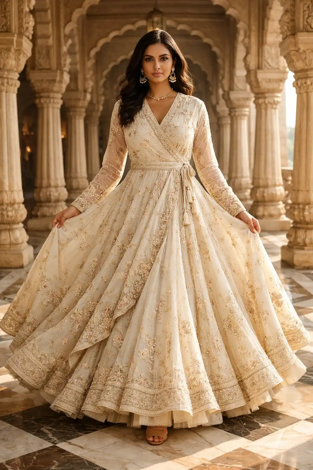 Angrakha style Anarkali dress with delicate embroidery elegant Indian ethnic outfit