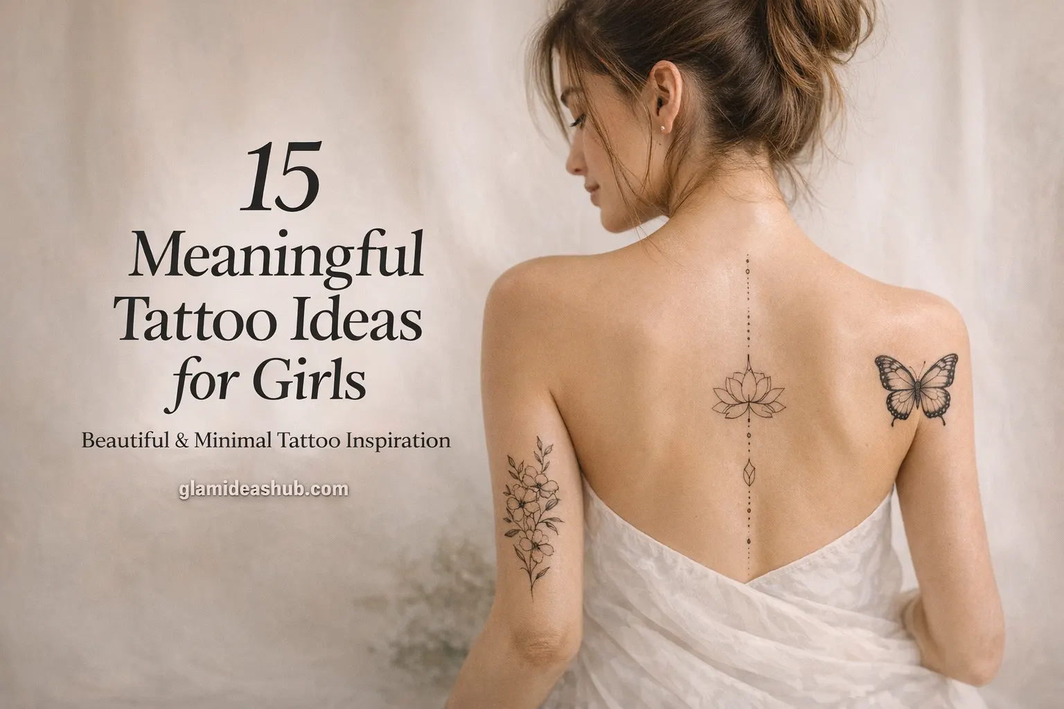 meaningful tattoo ideas for girls collage featuring lotus spine tattoo butterfly shoulder tattoo and floral arm tattoo inspiration
