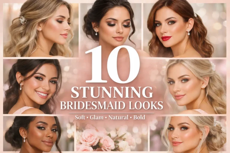 bridesmaid makeup looks collage soft glam natural bold wedding looks glowing skin elegant bridal party beauty ideas