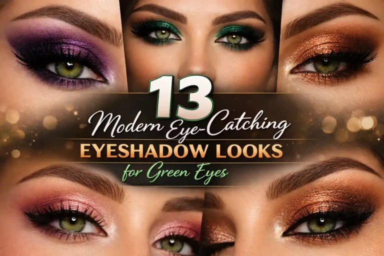 13 modern eye catching eyeshadow for green eyes collage with copper plum emerald and pink glam makeup inspiration