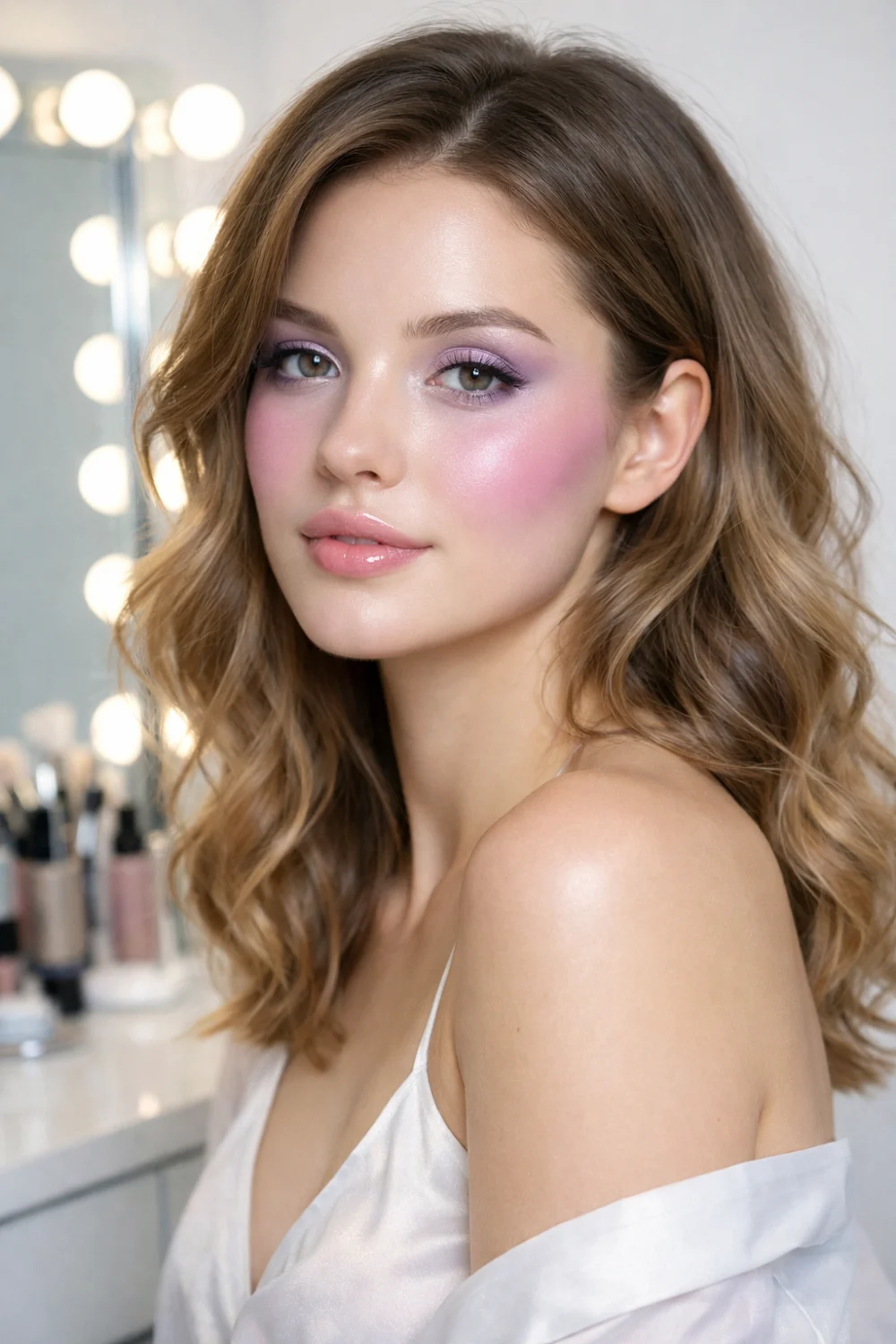 lavender blush makeup cool toned cheeks dreamy glow soft glam makeup look