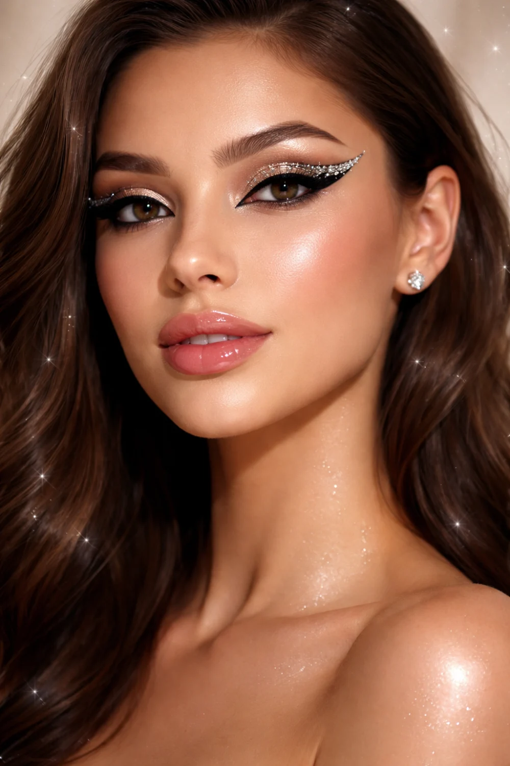 glitter crystal eyeliner sparkly wing glam eye makeup shiny party look