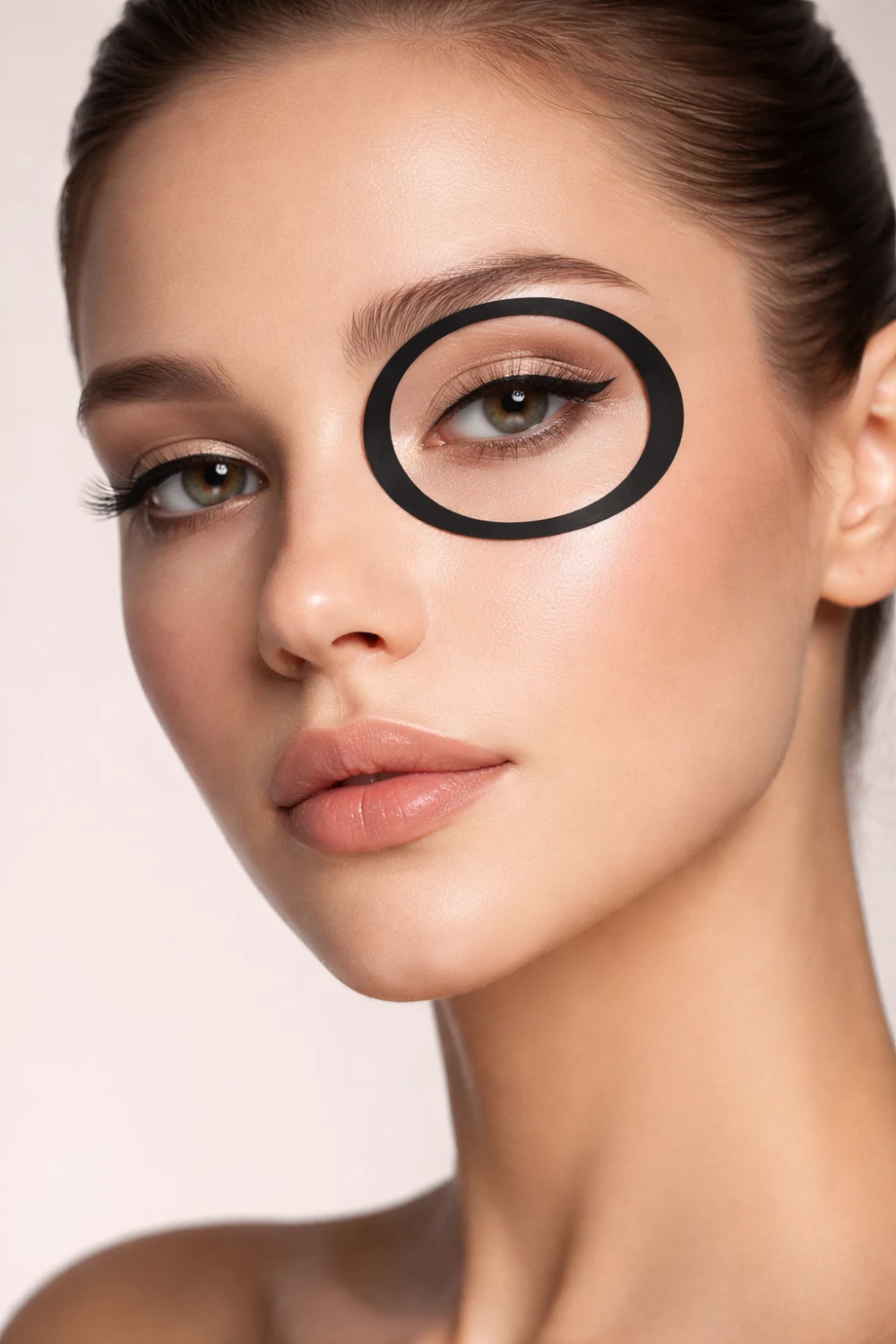 halo circle eyeliner graphic ring eye makeup unique modern artistic look