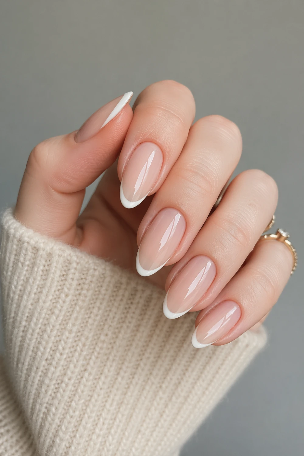 french tip milk bath nails thin white tips milky nude base glossy almond nails modern french manicure clean elegant nail design