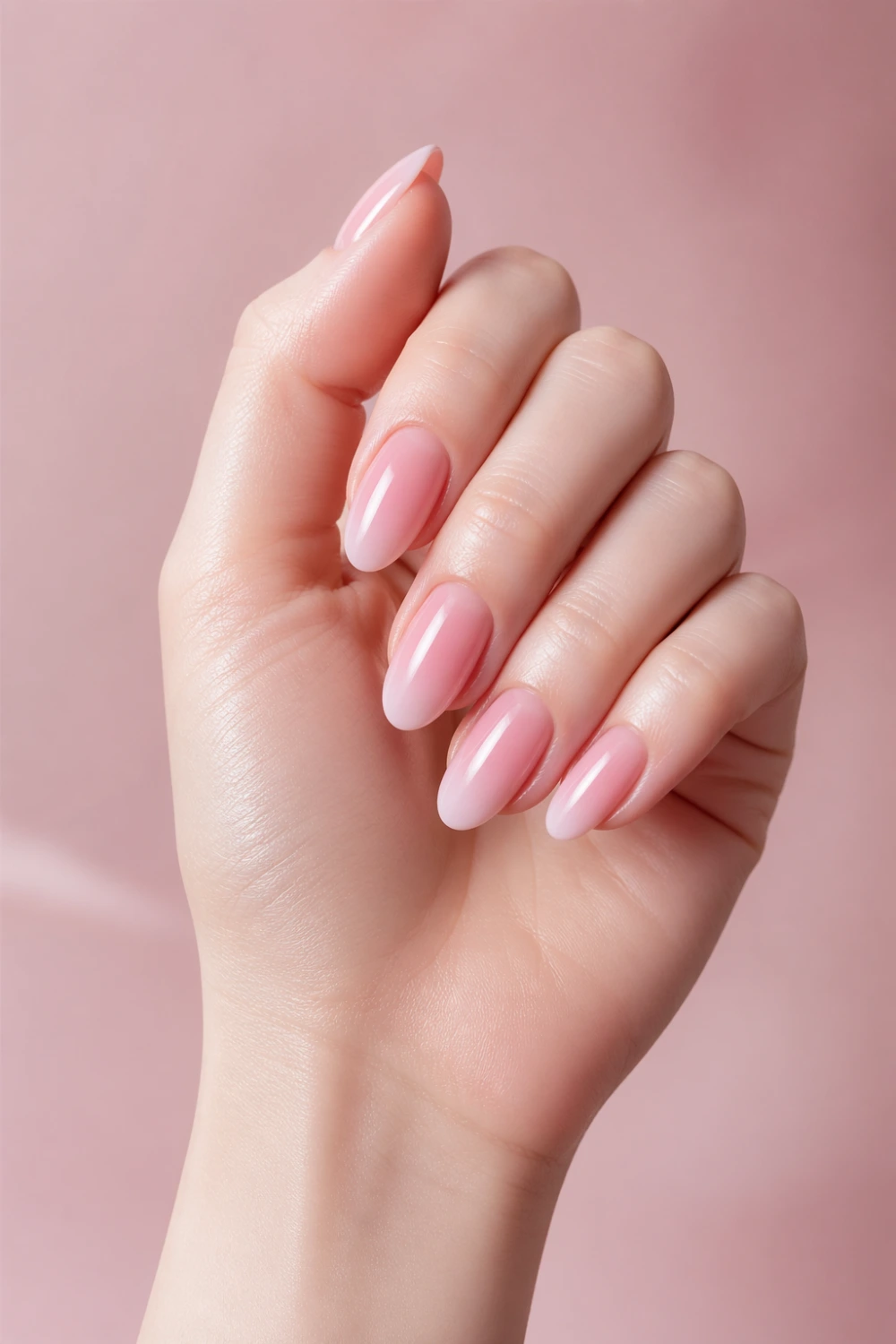 strawberry milk nails soft pink milky gradient glossy almond shape nails blush tone manicure cute feminine aesthetic nail design 2026